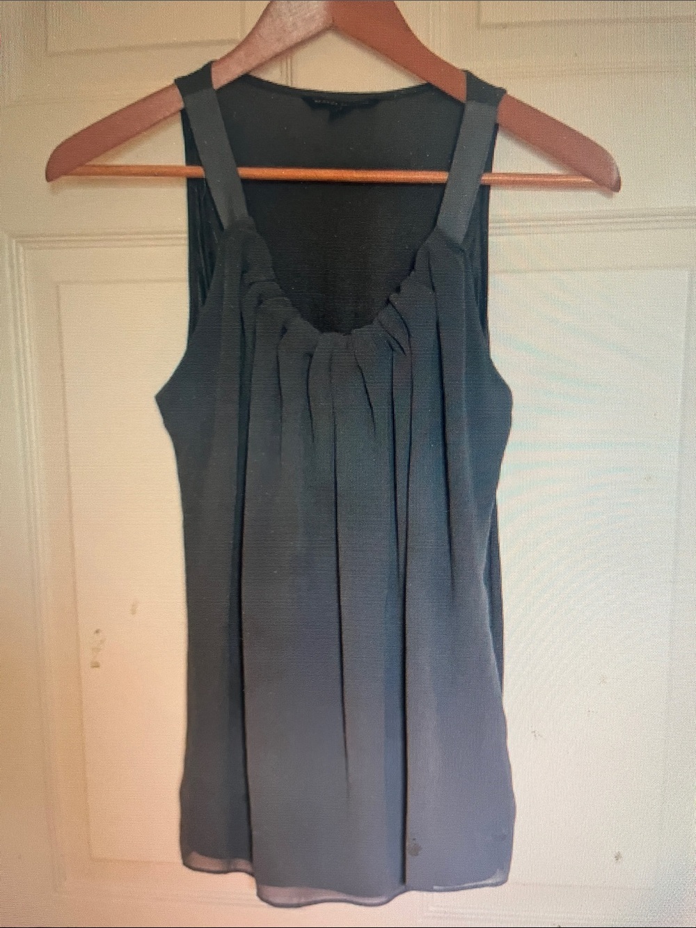 Sleeveless Pleated Chiffon Tank Top - Slate Gray
